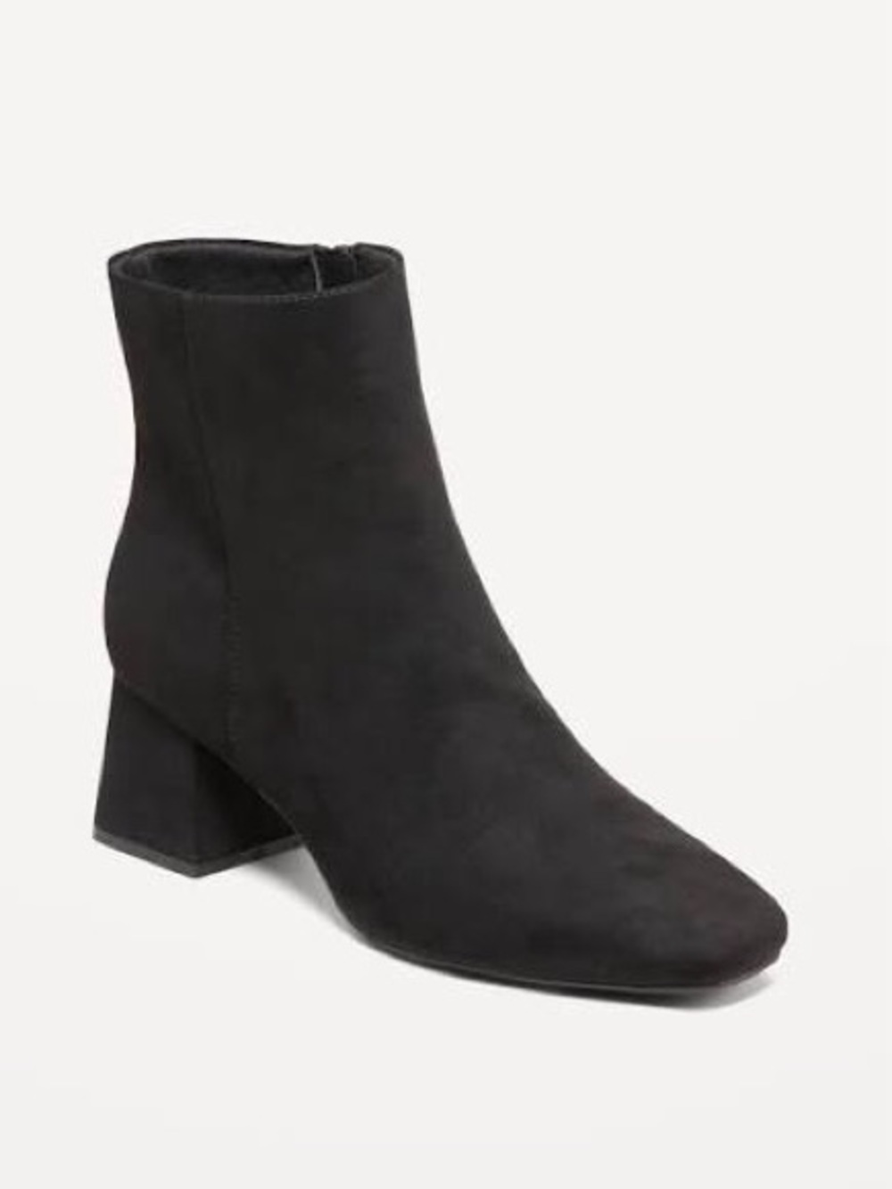 Old Navy Black Suede Block Heel Ankle Booties